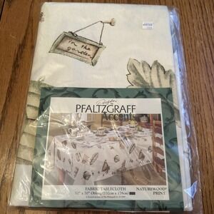 NOS 1999 Pfaltzgraff Accents Oblong Tablecloth Naturewood Print 52" X 70"